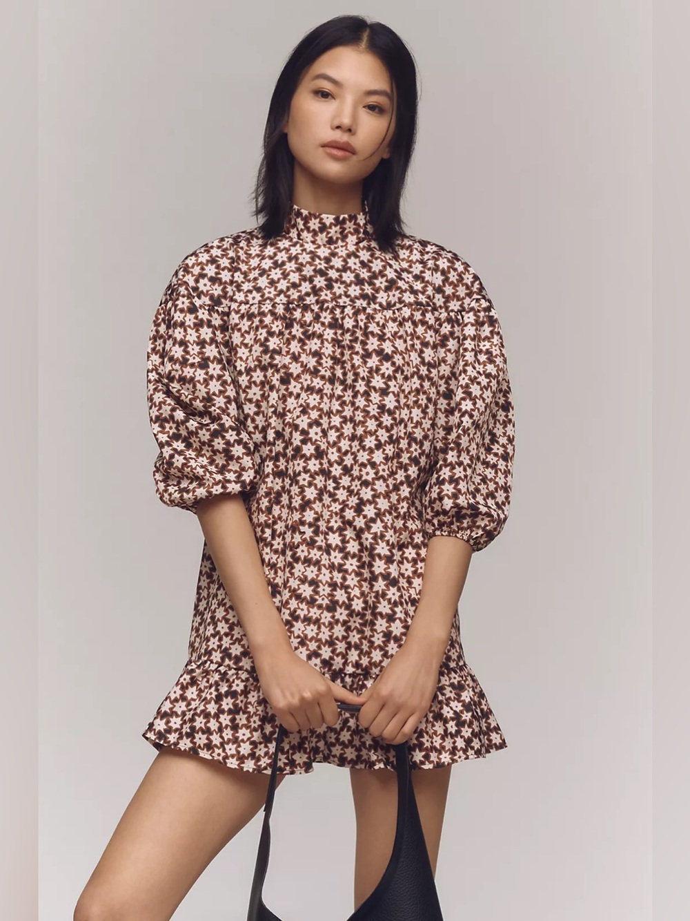 Anthropologie | Long-Sleeve Mock-Neck Swing Mini Dress, M